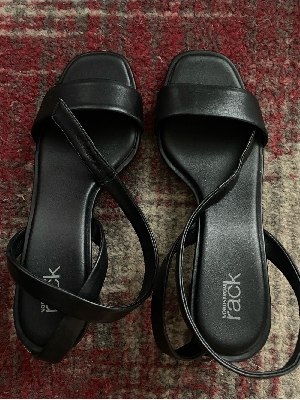 Nordstrom Black Square-Toe Strappy Sandals